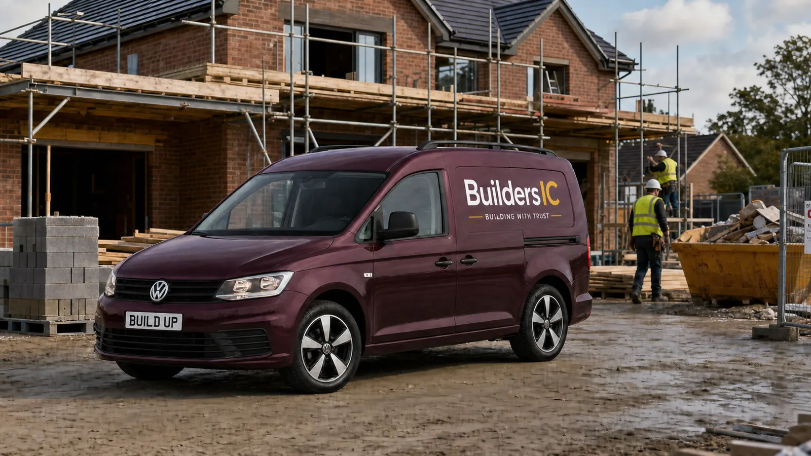 BuildersIC van on a residential new-build site